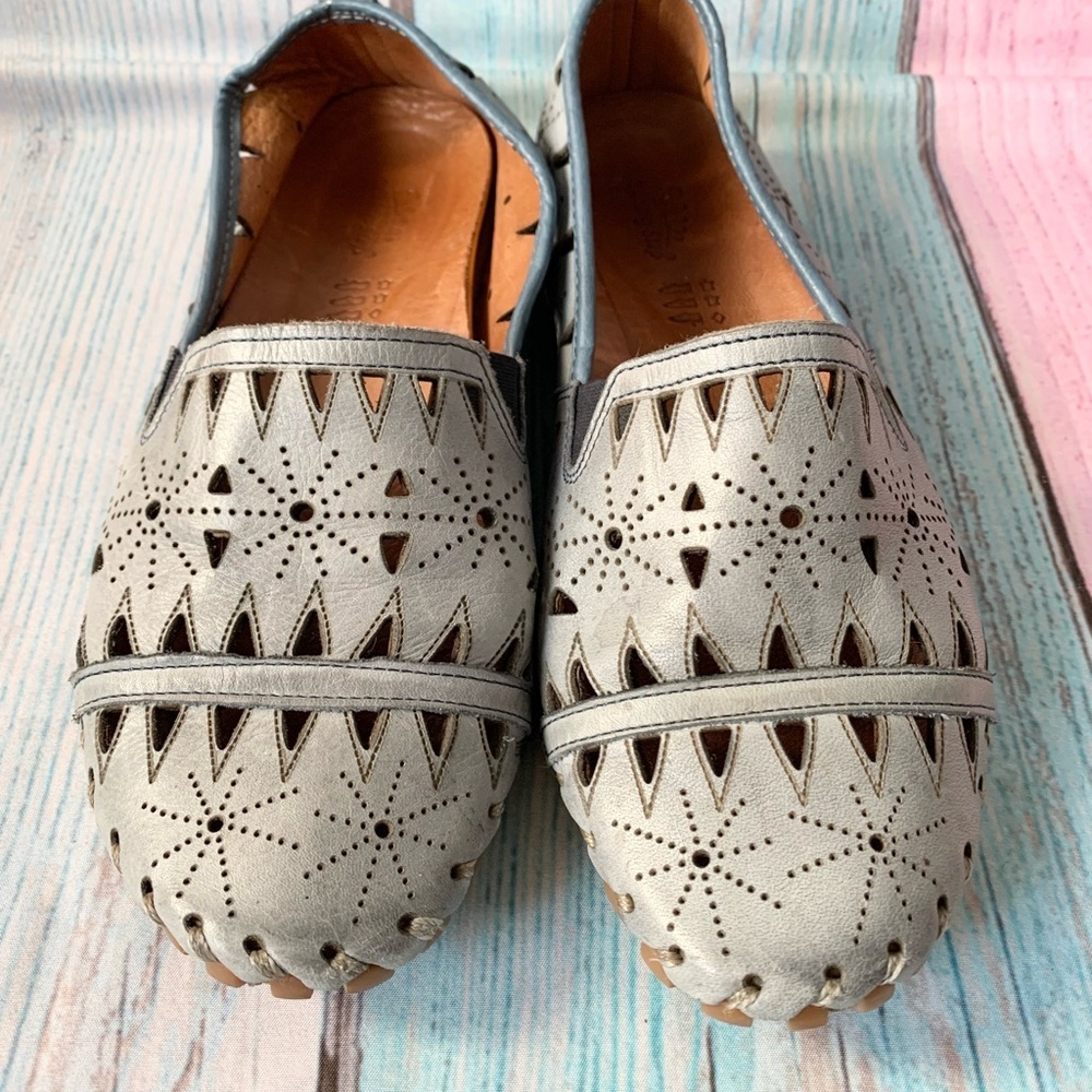 Baby blue spring step fusaro Perforated leather Slip-On Loafers - Picture 4 of 12